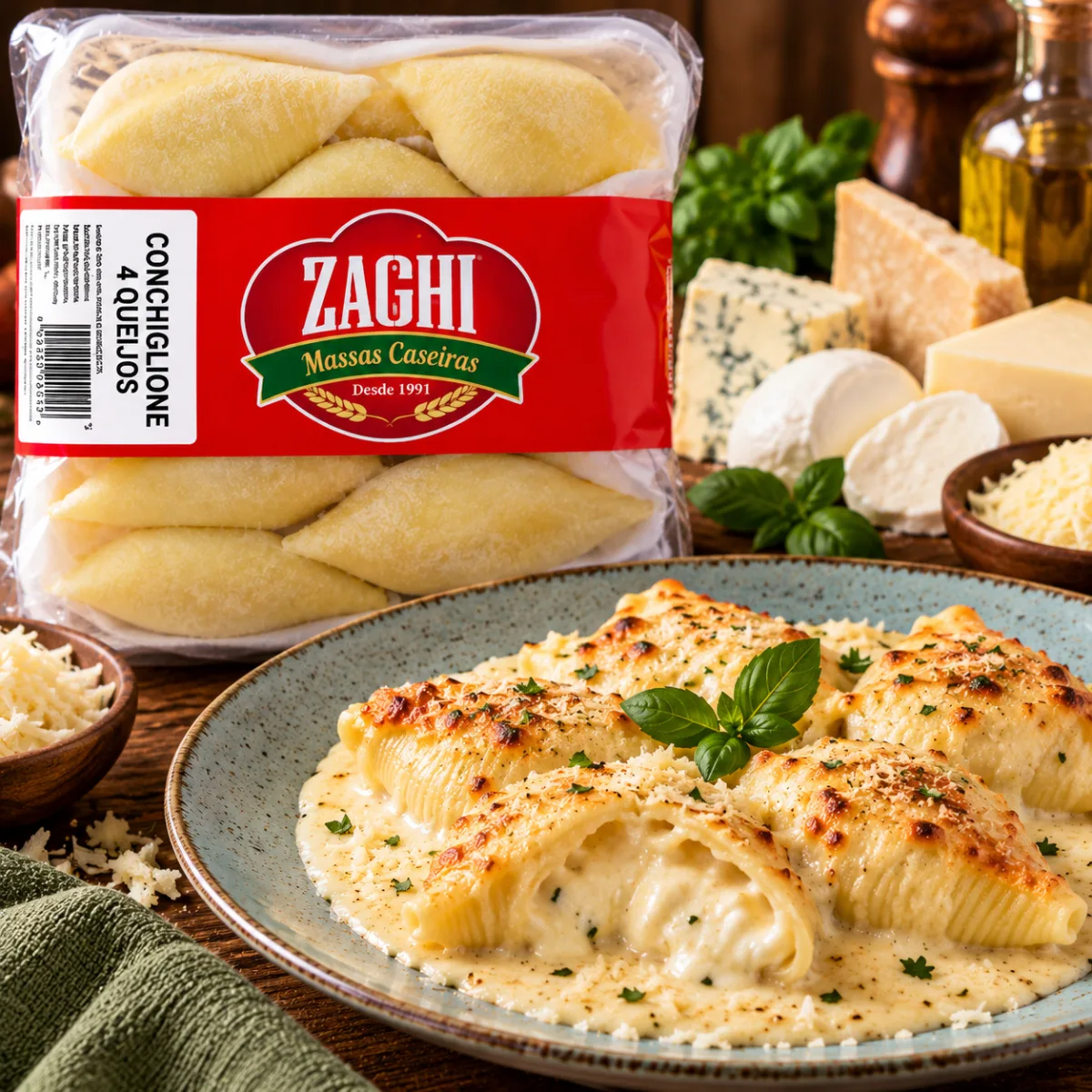Conchiglione 4 Queijos - Zaghi massas Caseiras